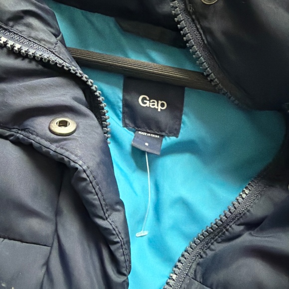 Navy puffer coat long - Picture 2 of 4